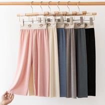 Girls wide leg pants 2021 spring and autumn childrens anti-mosquito pants Summer thin baby Western style straight pants summer nine-point pants