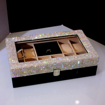 High-grade diamond watch storage box crystal window jewelry box watch finishing box jewelry box watch rack