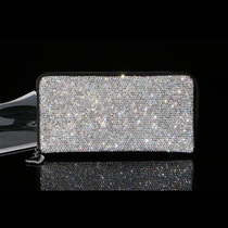 Fashion full diamond wallet with diamond long wallet womens wallet zipper card bag small handbag