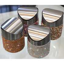Diamond desktop trash can Mini rocker cover car stainless steel office bedroom table household with lid storage bucket