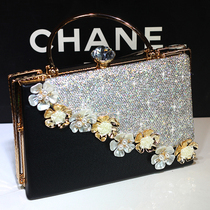 Handbag Womens clutch Womens diamond-set rhinestone handbag fashion trend Leather large capacity clip bag Banquet dinner bag