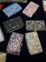 Luxury creative diamond-studded womens cigarette box sticker rhinestone ultra-thin stainless steel portable cigarette case inflatable lighter