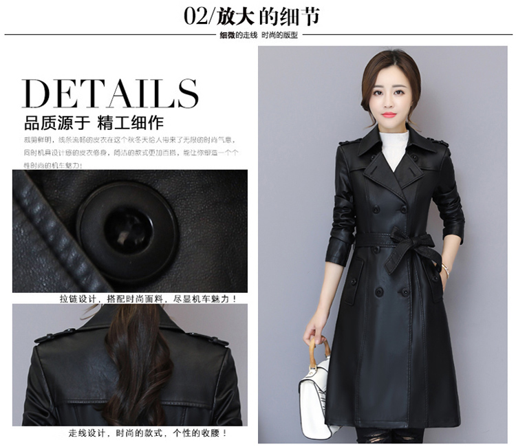Mùa thu và mùa đông áo gió mới bằng da mỏng trong đoạn dài Hained leather leather phụ nữ tự canh thời trang áo khoác cỡ lớn áo thủy triều áo da cổ lông