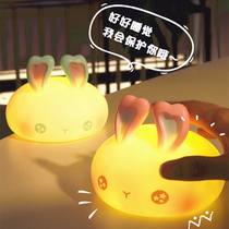 Cute rabbit Silicone night light Rechargeable baby feeding pat light ins Girl heart net red lamp gift