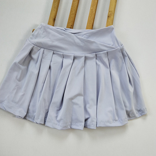 Outdoor sports fitness shorts for women, fake two-piece anti-exposure high-waisted pleated skirt, quick-drying yoga skirt with pockets