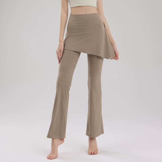 Yoga pants fake two-piece European and American fitness pants micro-flared Pilates pants early autumn sports pants