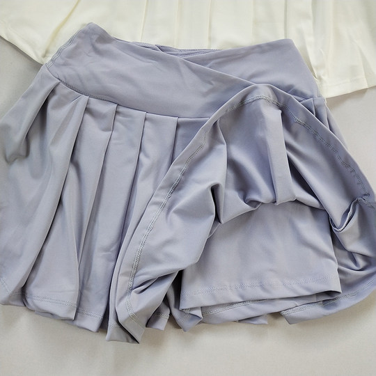 Outdoor sports fitness shorts for women, fake two-piece anti-exposure high-waisted pleated skirt, quick-drying yoga skirt with pockets