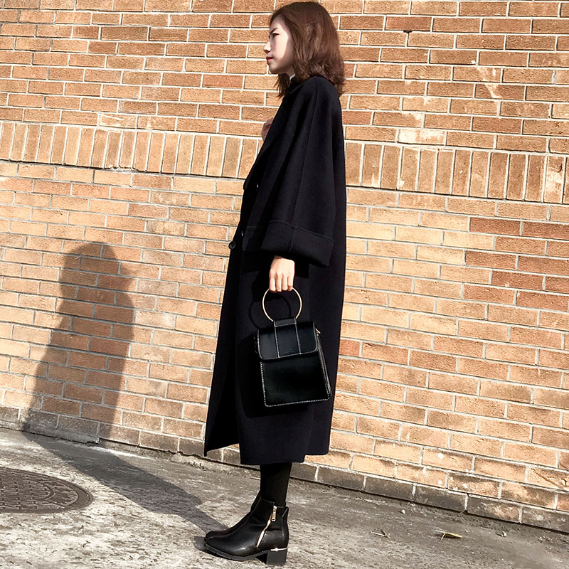 Autumn-winter Anti-Season Double-sided cashmere Giant Coat Woman Mid 2021 new high-end Hepburn black fur coat