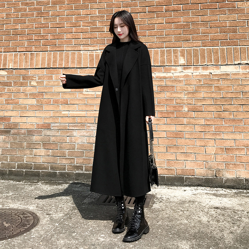 2021 New high-end subdouble-sided cashmere dresses with long version of autumn and winter Korean version loose fur coats