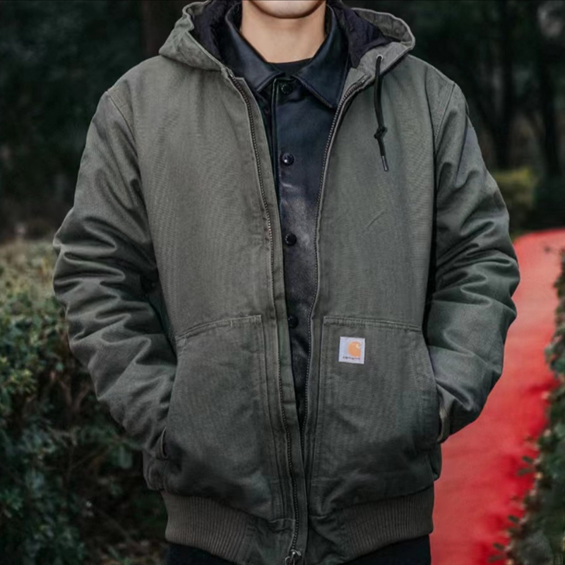 Carhartt 104050 Solid Color Logo Pocket Zipper Hooded Men's Casual Jacket