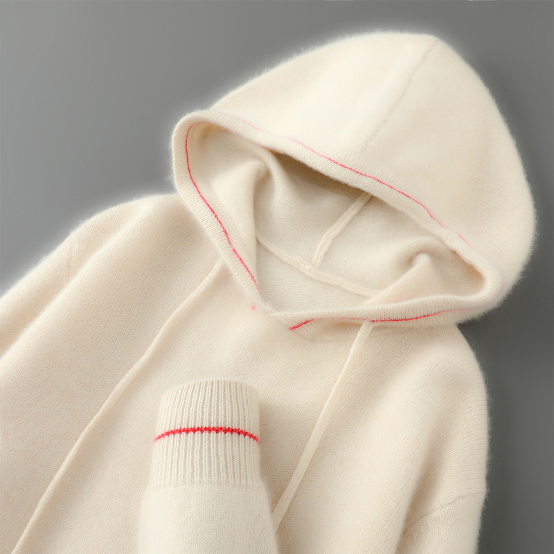 Men's Autumn and Winter Minimalist Style Hooded Pullover Sweater, Unisex Loose Thick Pure Wool Knit Sweater with Hood