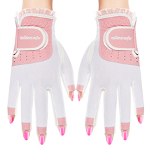 New golf gloves female finger touch screen sports gloves female anti - slip breathable lace design hands