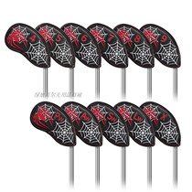 New Golf Iron Pole Sleeve Clubhead Protective Sheath Waterproof PU Fabric Spider Pattern Wooden Pole Trek Wood
