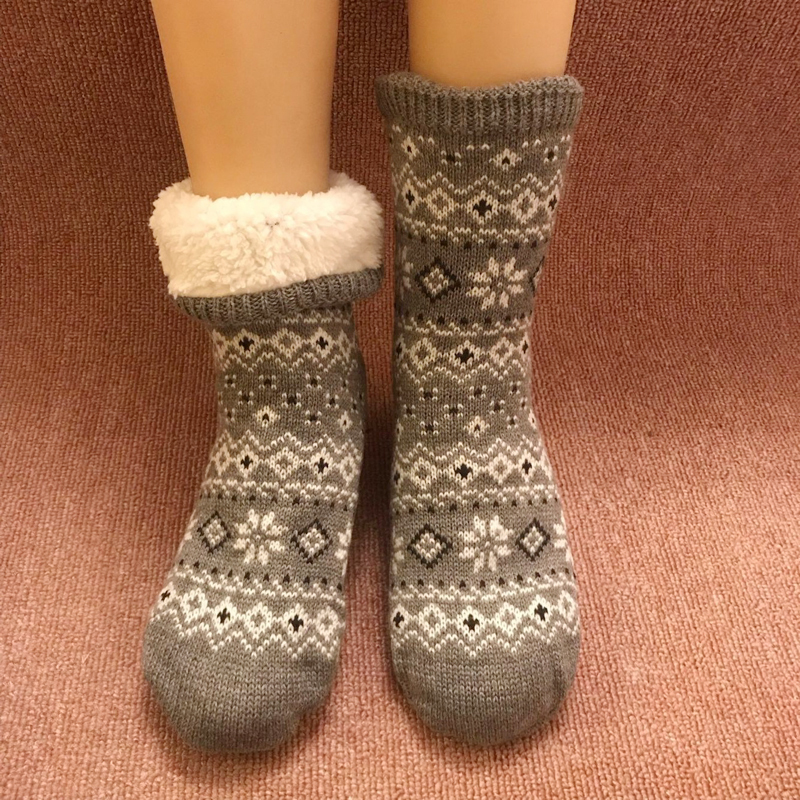 Men's Wool Coral Fleece Floor Socks, Non-Slip, Thickened Shoe Sock Covers, Winter Fleece-Lined, Warm, Adult Home Indoor Socks