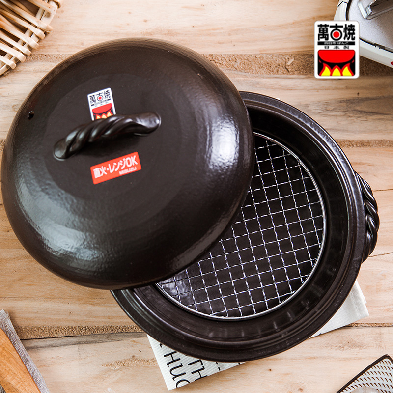 Japan's Wangu roasted earthen pot multi-purpose casserole with grilled mesh frying pan cooking stew pot roasted sweet potatoes