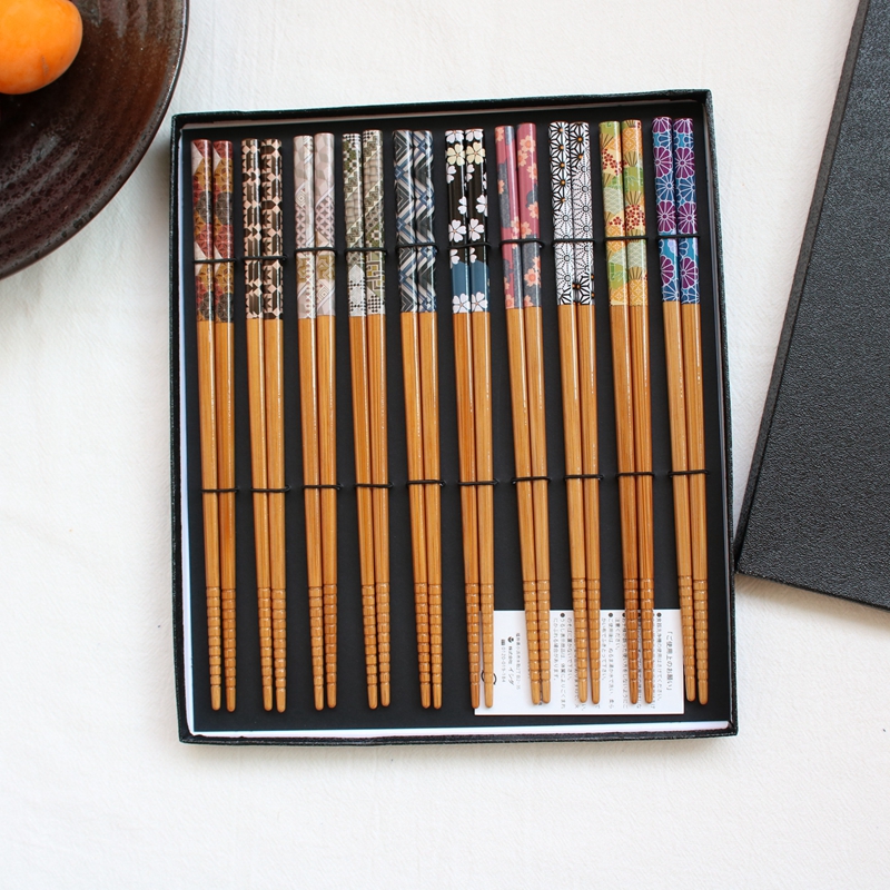 Japan imported Ishida Japanese chopsticks pointed non-slip bamboo chopsticks home kitchen housewarming box