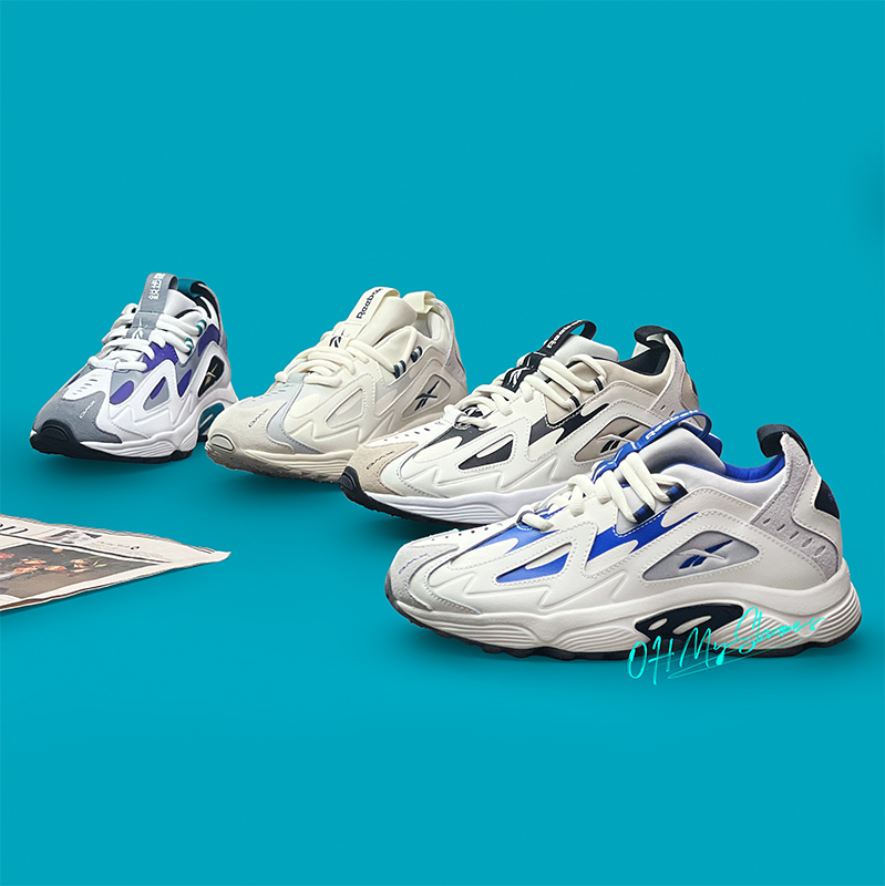 Reebok Dmx1200 White and Blue Men's and Women's Shoes, Dad Shoes, Trendy Retro Shock-Absorbing Casual Shoes Dv9226