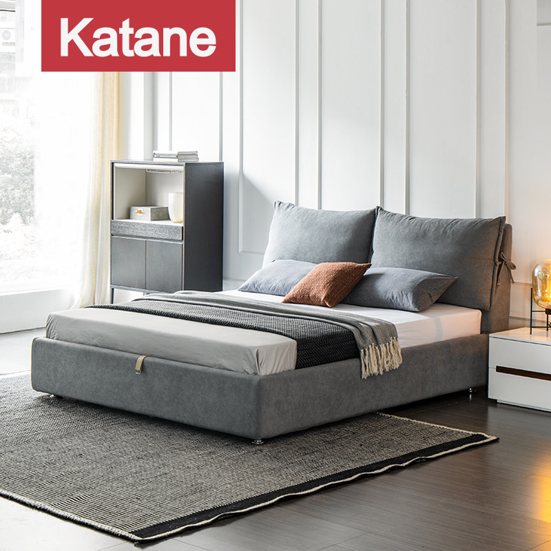 Katani minimalist modern down by bag Cloth Art Bed Double Man Bed Nordic Wedding Bed Soft Bunk Bed Master Bedroom Big Small Family Style