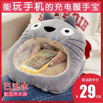 Play mobile phone rechargeable hot water bag warm hand treasure plush cute warm baby female explosion-proof warm water bag can be removed and washed