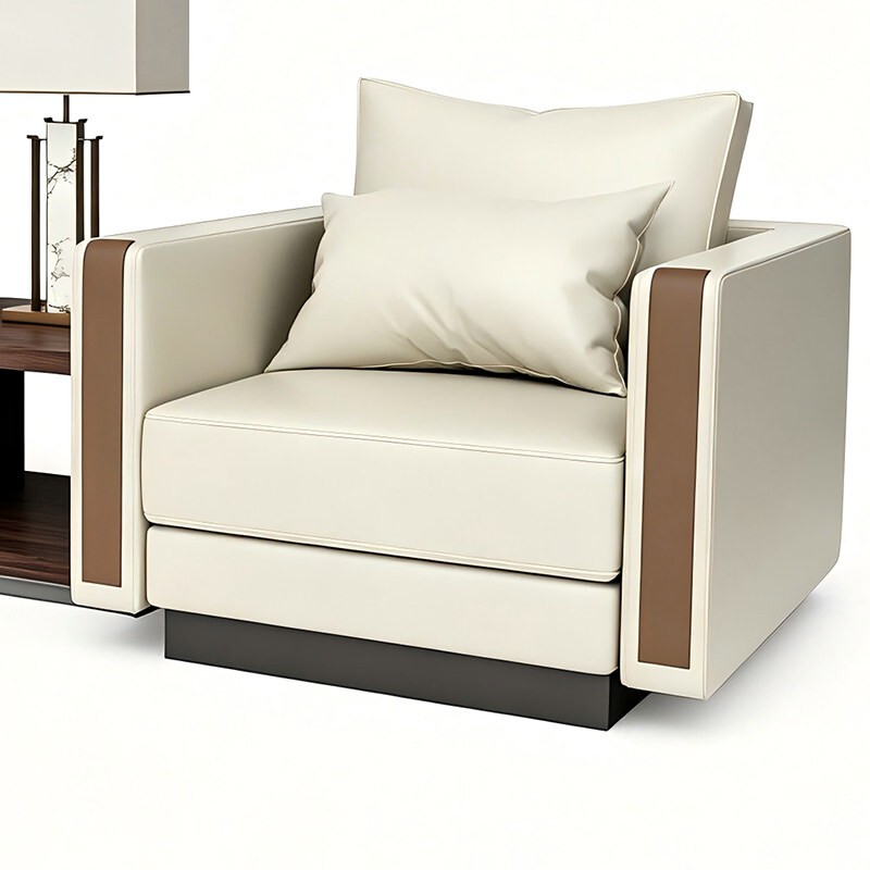 New Chinese-Style Solid Wood Sofa Coffee Table, Simple and Modern, Office Meeting Room, Rest Area, Reception and Guest Reception Single Sofa