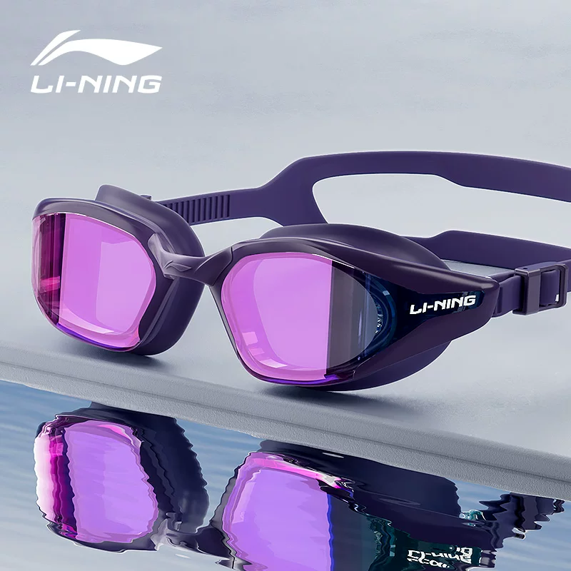 Надежный плавательный шапка Li Ning водонепроницаемая против запотевания для плавания, набор, профессиональное оборудование, мужской стиль