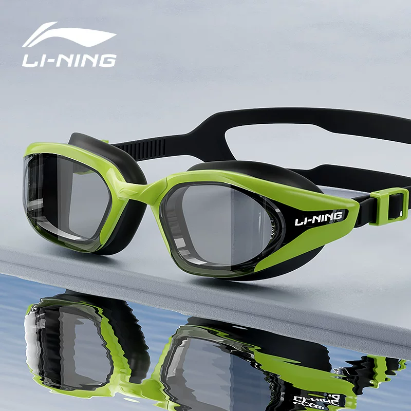 Надежный плавательный шапка Li Ning водонепроницаемая против запотевания для плавания, набор, профессиональное оборудование, мужской стиль