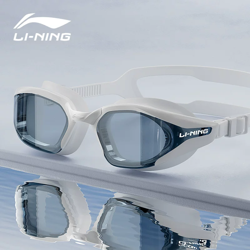 Надежный плавательный шапка Li Ning водонепроницаемая против запотевания для плавания, набор, профессиональное оборудование, мужской стиль