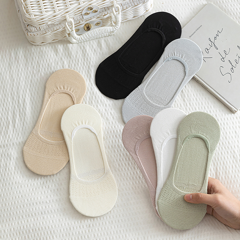 Pure Cotton Invisible Socks for Women, Summer Thin Style, Low-Cut Boat Socks, Mesh Breathable, Odor-Resistant, Low-Top Short Socks, Non-Slip and Won'T Slip Off