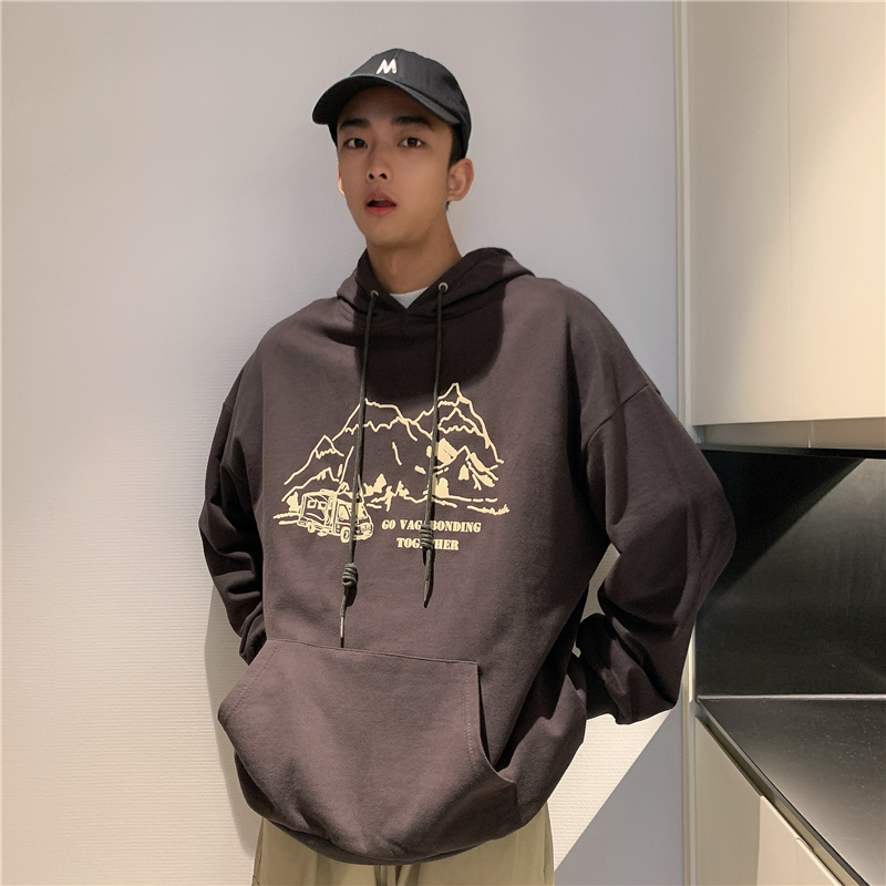 (UPDAYWANG)Autumn and winter new men's student sweater hooded loose trend jacket couple pullover