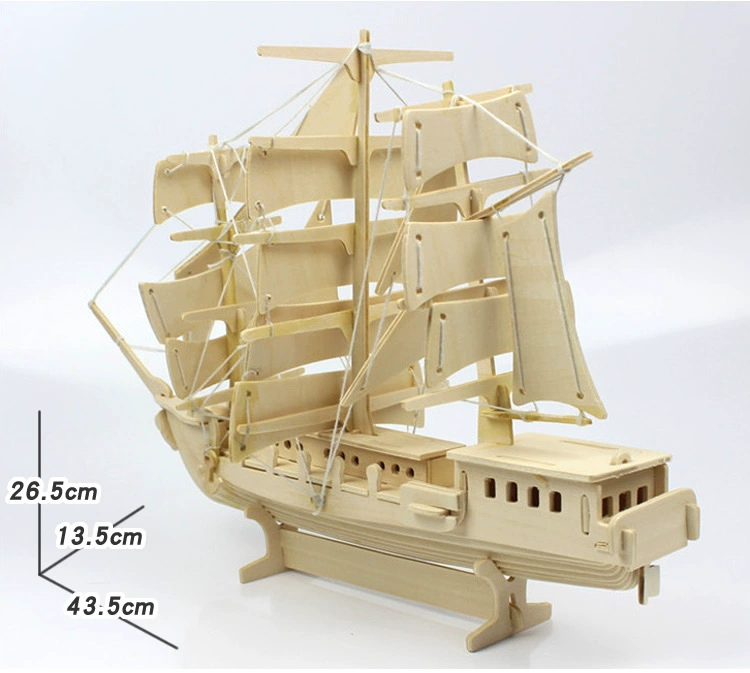 3d gỗ ba chiều câu đố mô phỏng lắp ráp mô hình gỗ đồ chơi giáo dục trẻ em mô hình tàu thuyền phương Tây - Chế độ tĩnh