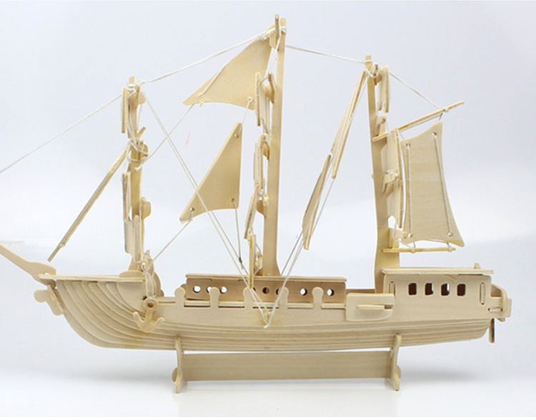 3d gỗ ba chiều câu đố mô phỏng lắp ráp mô hình gỗ đồ chơi giáo dục trẻ em mô hình tàu thuyền phương Tây - Chế độ tĩnh đồ chơi cho bé 1 tuổi