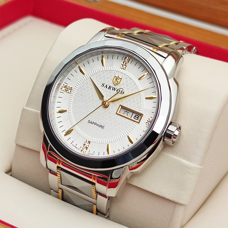 Case Chic Watches Men Fully Automatic Mechanical Watch Middle-aged Steel Band Gold Watch Large Dial Waterproof Brand Male Watch