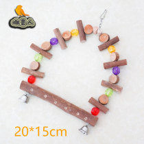 Natural log Parrot Bird nibbling toy puzzle anti-depression station frame swing Bell Game close training shelf