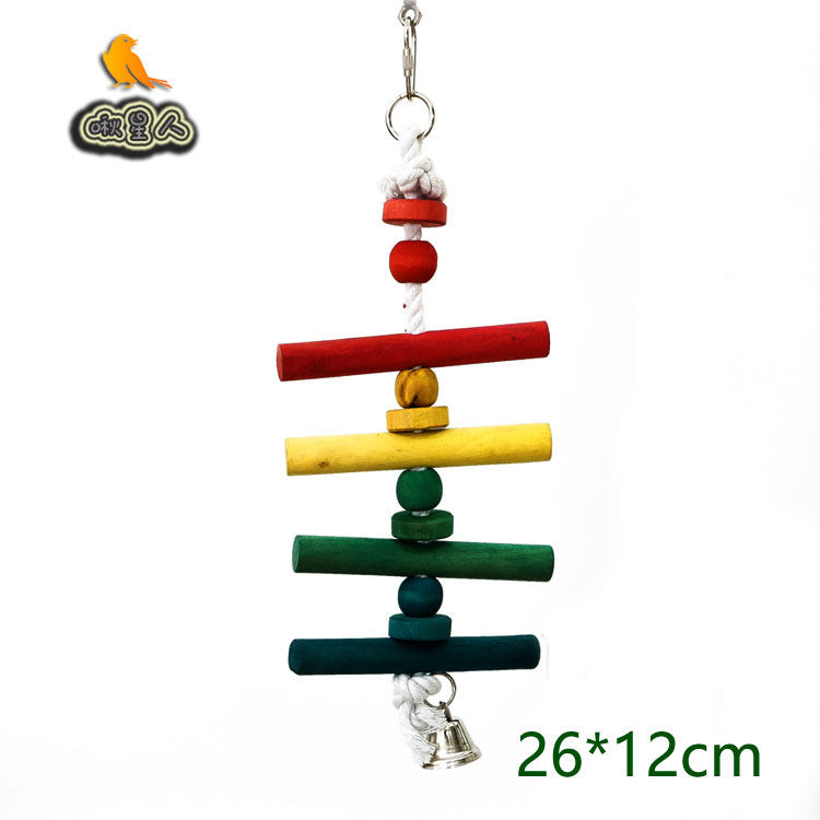 Parrot Birds Nibble to Toy Puzzle Anti-Melancholy station Shelf Swings Bell-Bell Game Close to Train Bird Cage Decoration