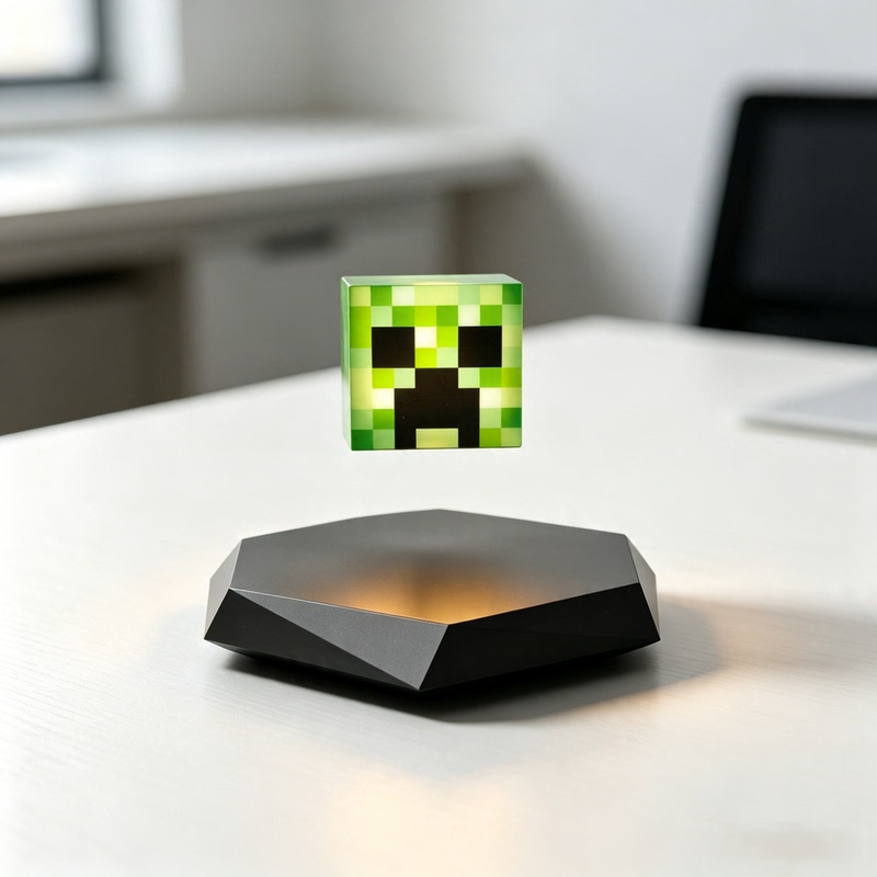 Magnetic Levitation Minecraft Pixel Cube Ore Lamp Night Light Glowing Rotating Floating Ornament Creative Holiday Gift