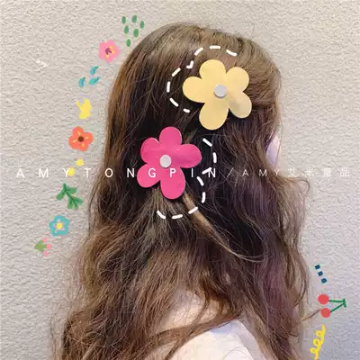 Amy Korean version of the new ins hyuna style flower hairpin girl heart net red with the same parent-child bangs edge clip