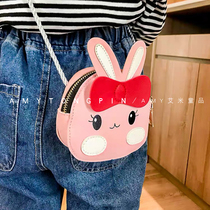 Child Cute Little White Rabbit Animal Bag Kit New Girl Single Shoulder Inclined Cross 100 Lap Fashion Zero Money Small Backpack