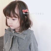 Korean original childrens hair clip Wool ball bangs clip Wool braided small cherry bow Baby hair ornaments hair clip