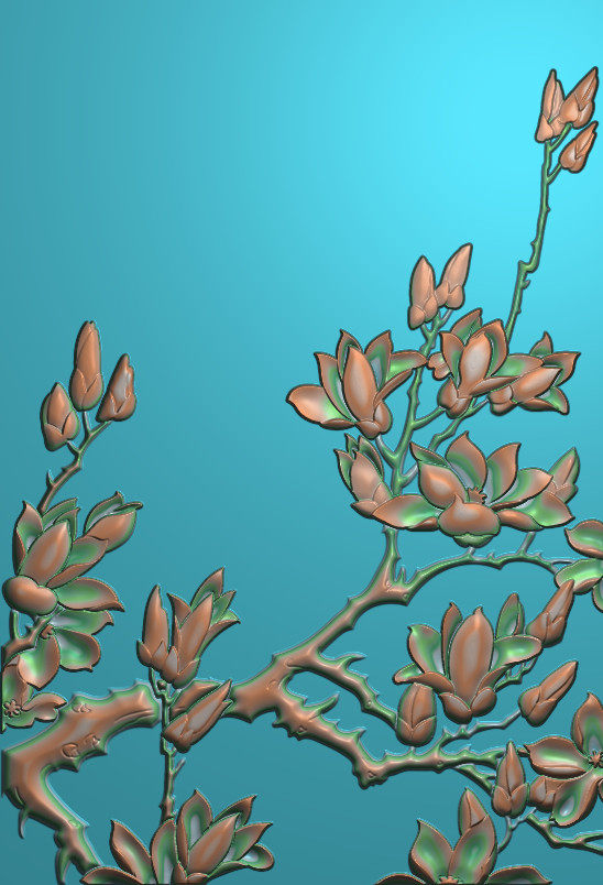 Jade Orchid rich and expensive hanging screen fine carving picture background wall wood jade stone carved decoration relief map grayscale material 077