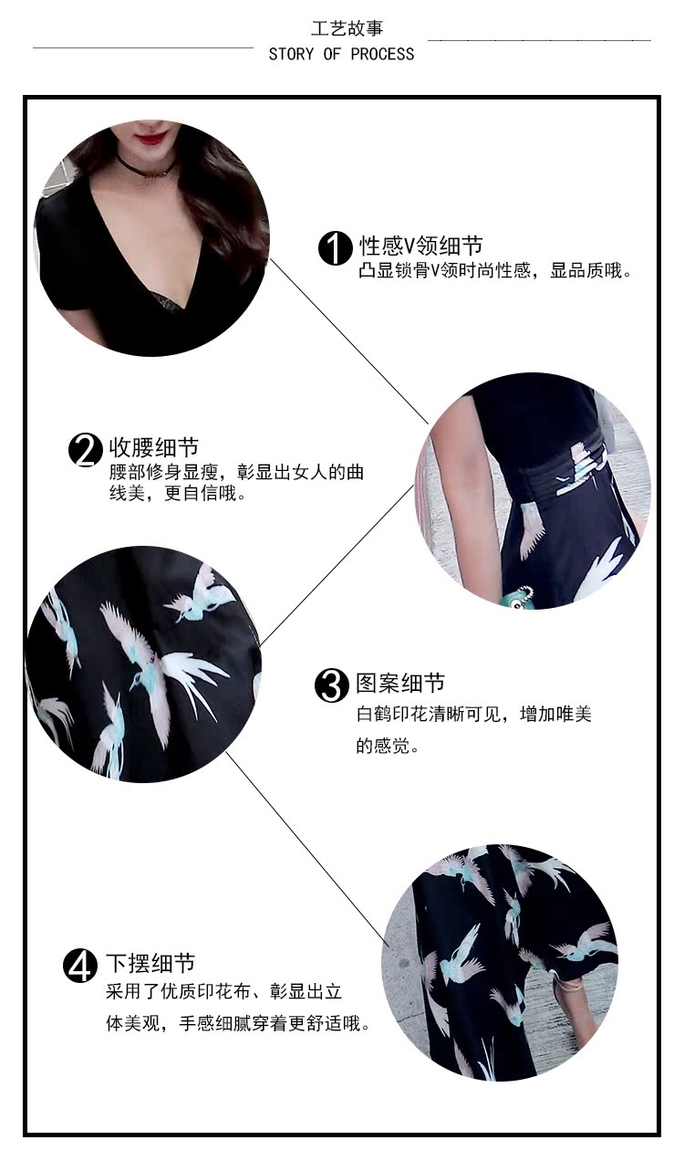 C nhà 2018 mới Châu Âu và Mỹ V-Cổ retro Hồng Kông hương vị cao eo là mỏng sexy over tính khí đầu gối ăn mặc nữ mùa hè váy trắng đi biển