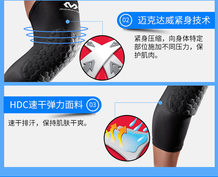 Mỹ bóng rổ Mike Dawei miếng đệm đầu gối tổ ong bảo vệ va chạm bê McDavid thiết bị bảo vệ thể thao chuyên nghiệp 6446R - Dụng cụ thể thao băng đầu gối
