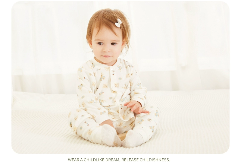 Rabbi Authentic Lele bộ gấu (2 bộ) nam baby girl trẻ nhỏ đồ lót 2018 mùa thu mới cotton quần áo mùa thu