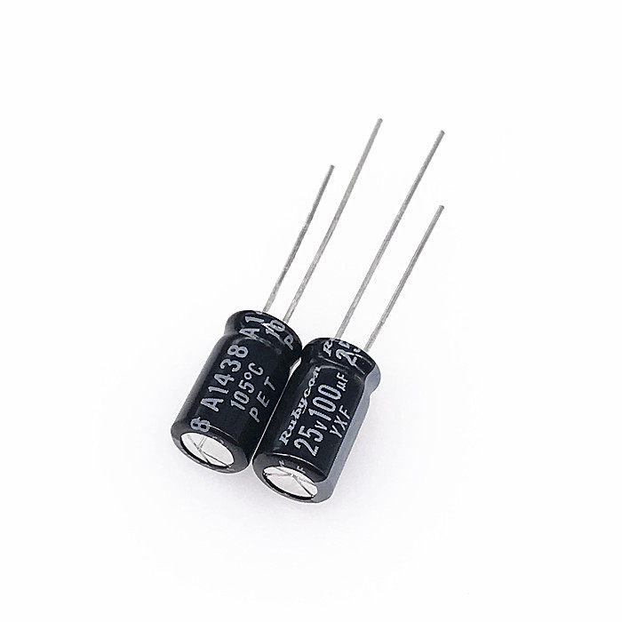 Rubycon imported aluminum electrolytic capacitor 25v100uf 6 3 * 11 ruby YXF high-frequency long life