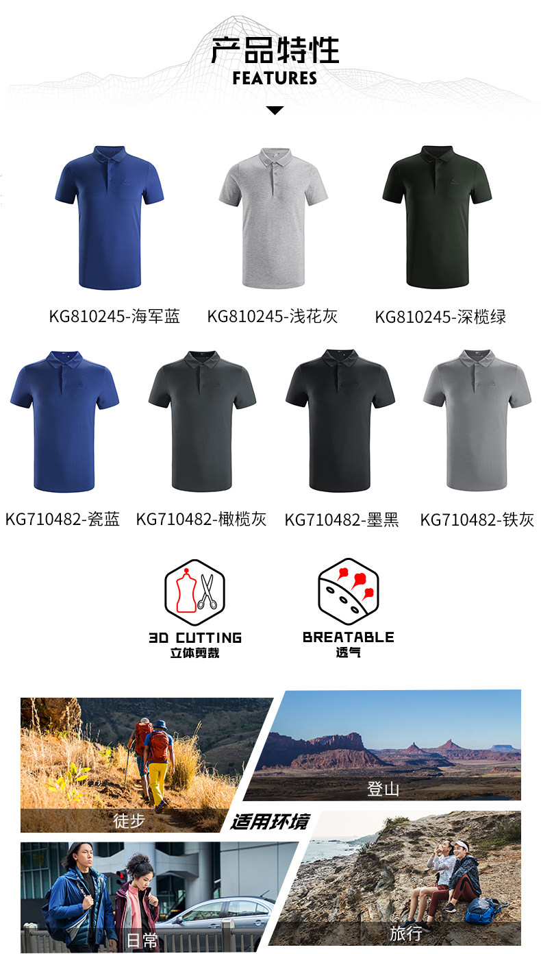 凯乐石 男士 科技棉针织Polo衫 速干透气 图9