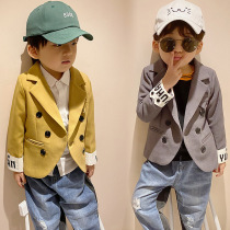 2020 Spring Autumn handsome boy childrens clothing flip sleeve printing boy suit small jacket childrens small suit