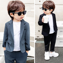 Baby Kids Suit Handsome Boys Solid Color Two Piece Korean Style Fashion Kids Clothes Flower Dresses