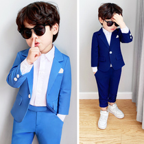 Spring and Autumn Boys Handsome Suit Two Piece Korean Dress Set British Style Flower Children Performance Clothing
