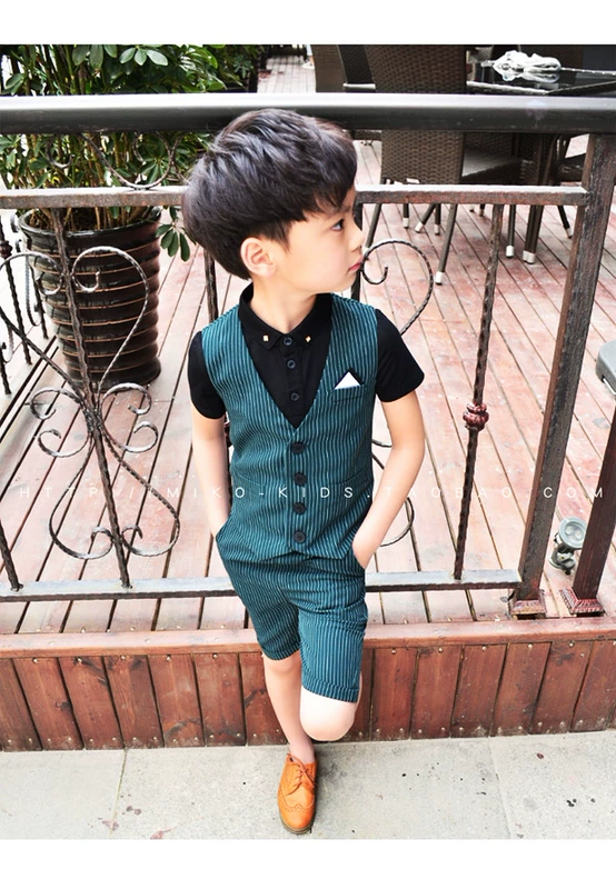Bộ đồ bé trai vest vest ba mảnh Bộ đồ bé trai mùa hè Bộ đồ bé trai hoa bé gái váy sáu một bộ trang phục - Váy trẻ em áo gile bé trai
