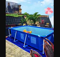 Large childrens adult bracket swimming pool Super large family inflatable-free outdoor folding thickened pool fish pond