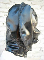 Gel-coated latex clothes all-bag headgear cos seduction choking headgear thin face latex sexy m
